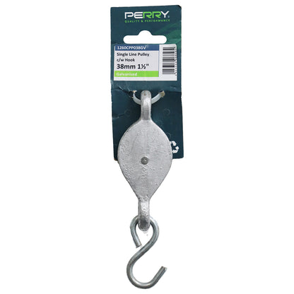No.1260C/PP Single Line Cast Pulley With Hook & BZP - PERRYPACK