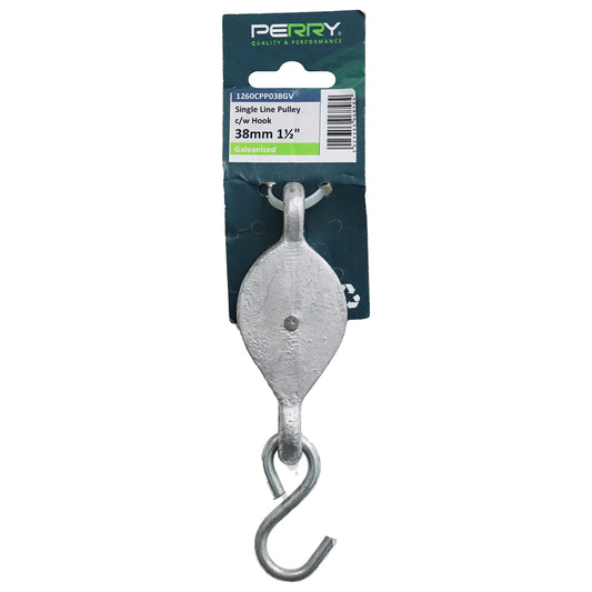 No.1260C/PP Single Line Cast Pulley With Hook & BZP - PERRYPACK
