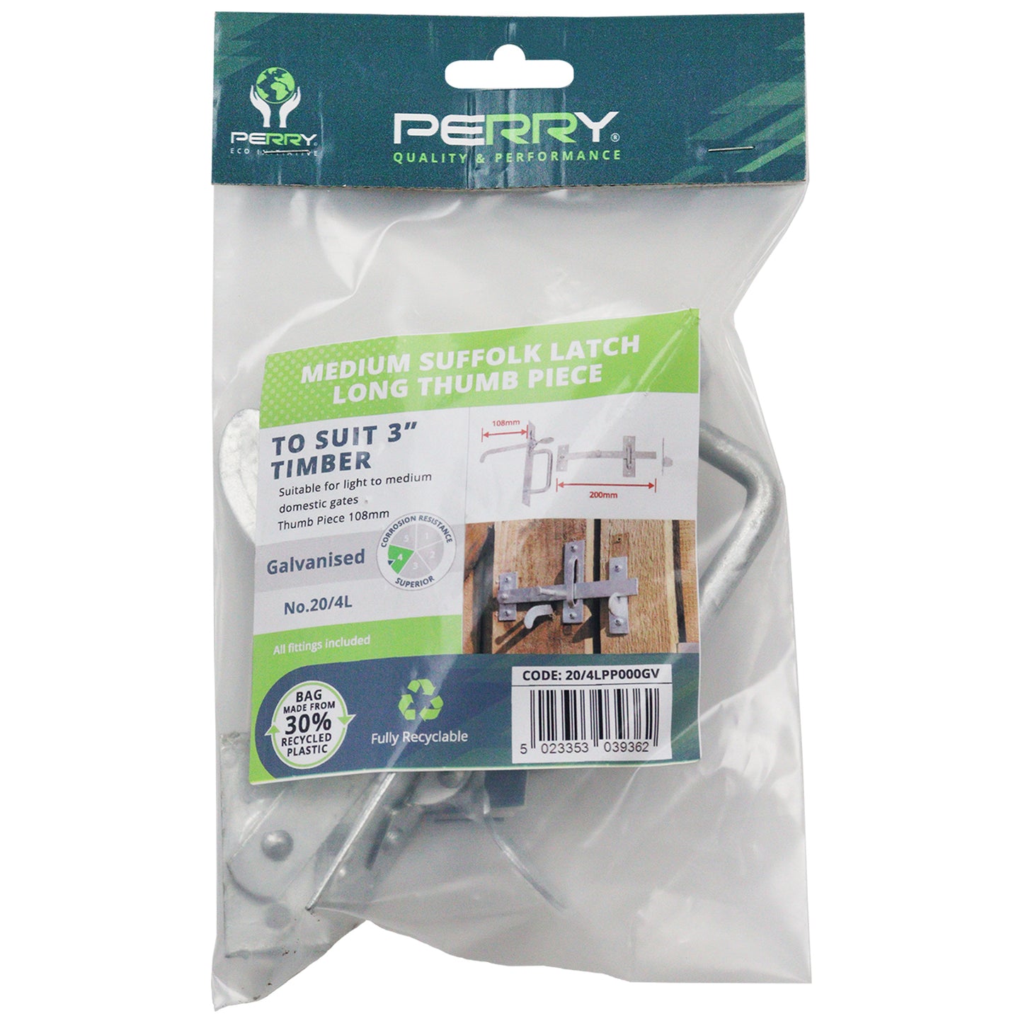 No.20/4L/PP Medium Suffolk Gate Latch Sets - PERRYPACK