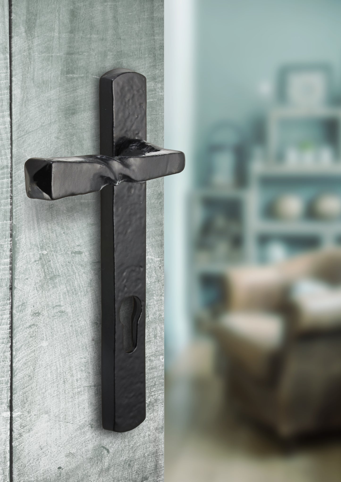 220mm x 30mm No.4027 Old Hill Ironworks Barley Twist Narrow Plate Suite Lever Euro Cylinder Handles