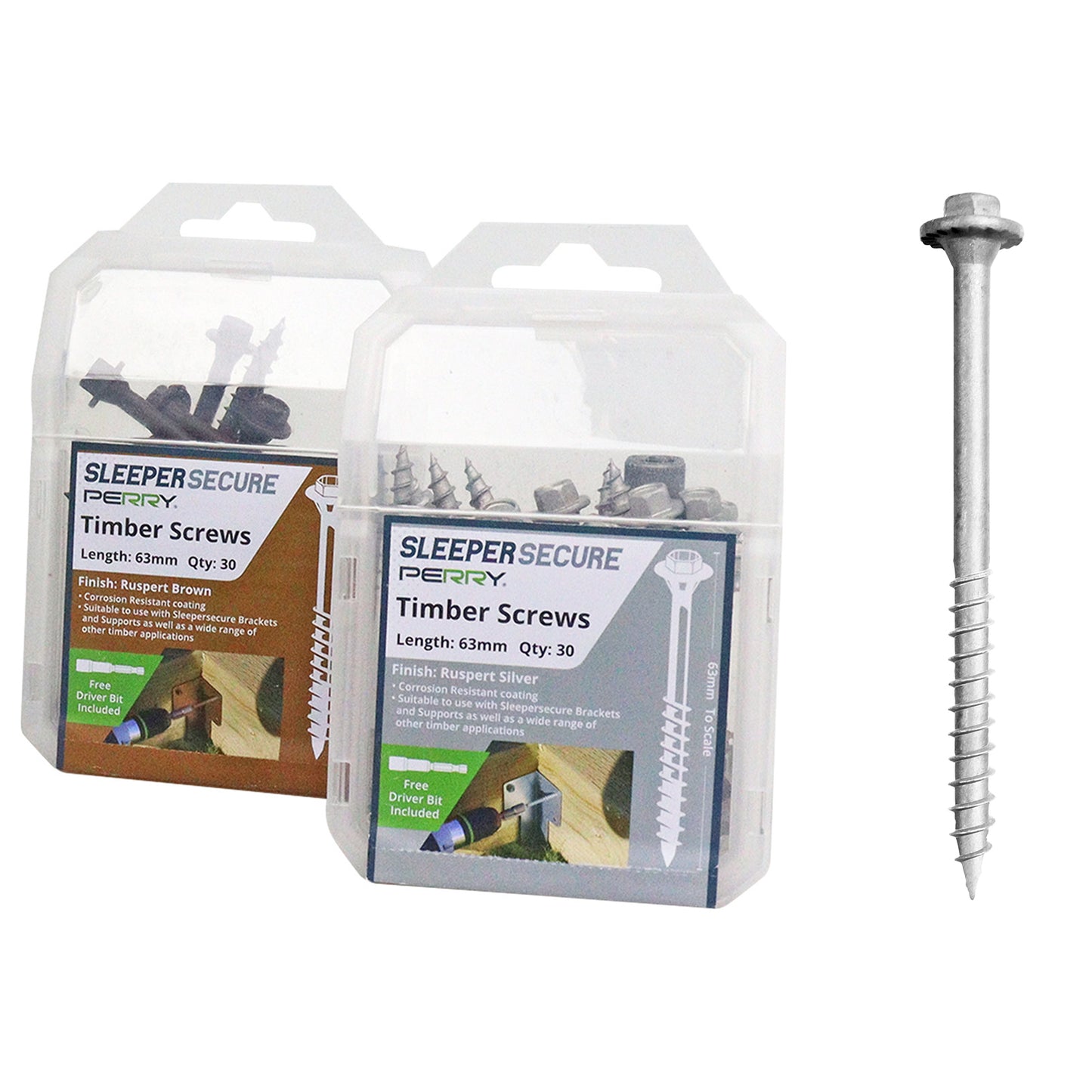 No.4729/S/PP No.4729/S SleeperSecure Stainless Steel (A2/304) Sleeper Screws - Hex Head - PERRYPACK