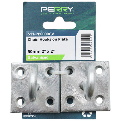 50mm x 50mm No.511/PP Perry Equestrian Chain Hook on Plate - Pack of 2 PerryPack