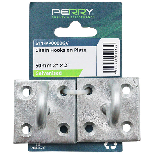 50mm x 50mm No.511/PP Perry Equestrian Chain Hook on Plate - Pack of 2 PerryPack