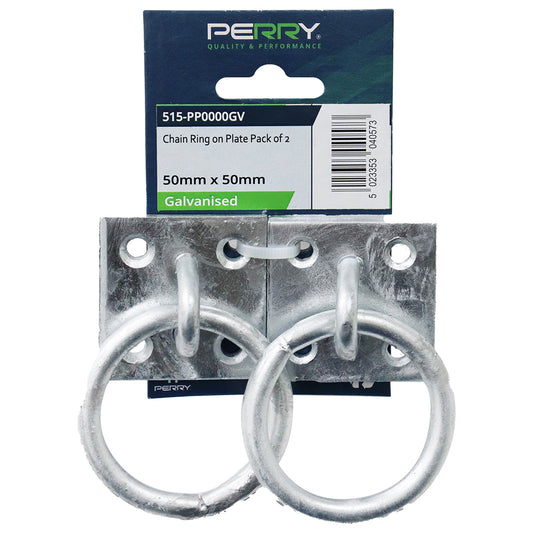 50mm x 50mm No.515/PP Perry Equestrian Chain Ring on Plate - Pack of 2 PerryPack