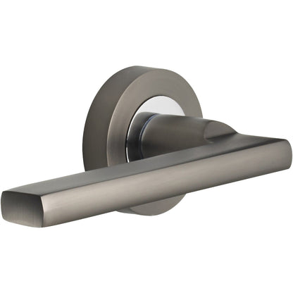 116mm No.5200 Vision Vela Designer Lever Handles on 50mm Round Rose.
