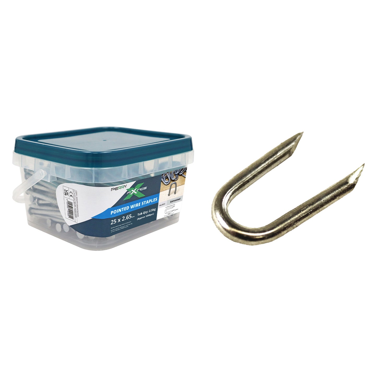 No.6033 Pointed (Netting) Wire Staples - Tubs