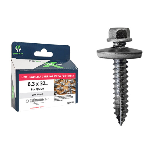 No.6071/PP Self Drilling Screws for Timber Roofing - Hex Head with Integrated Washer