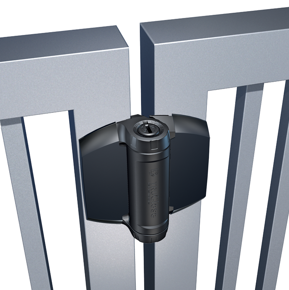 No.TCHD1L2S3BT D&D TruClose Heavy Duty Hinges with 2 Legs (Black Trim) - for Metal, Wood & Vinyl Gates