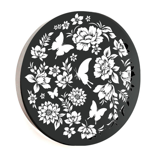 No.PA1025BK Metal Round Solar Wall Panel - Butterfly