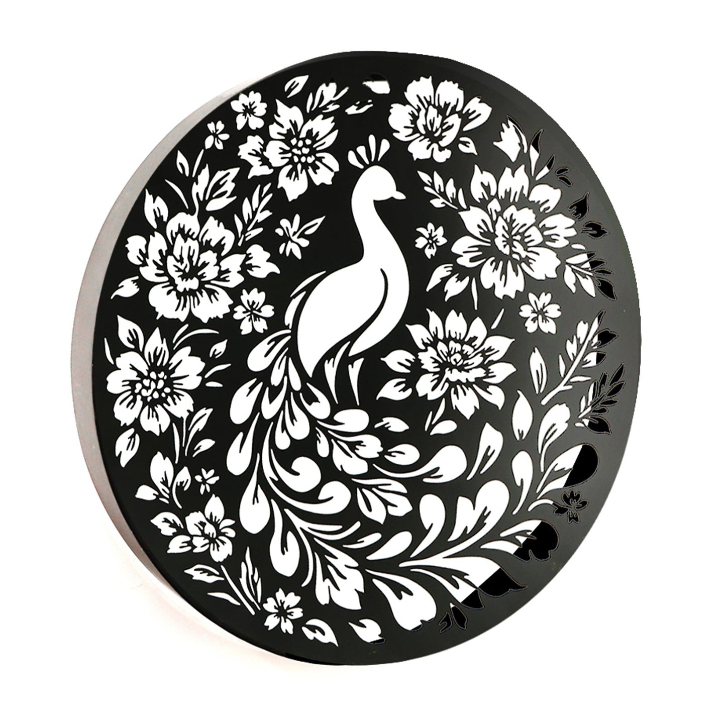 No.PA1027BK Metal Round Solar Wall Panel - Peacock