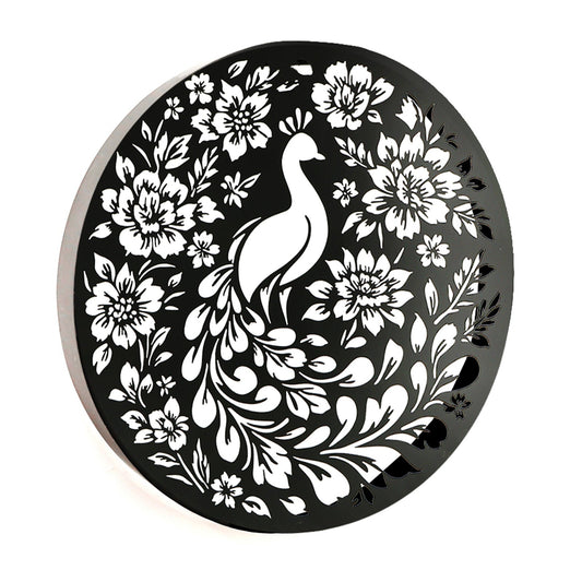 No.PA1027BK Metal Round Solar Wall Panel - Peacock