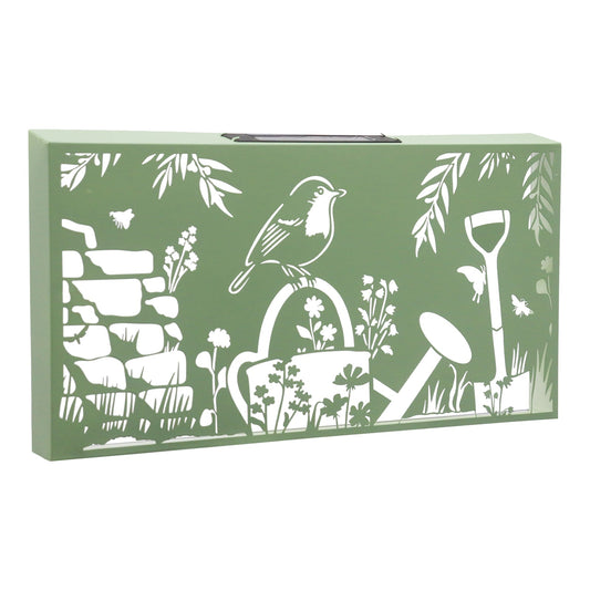 No.PA1033SG Landscape Metal Solar Wall Panel - Robin - Sage Green