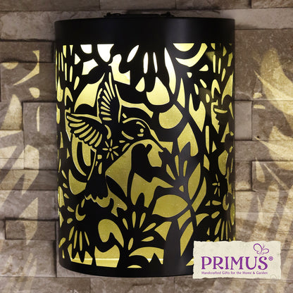 No.PA1053BK Small Metal Curved Hummingbird Solar Wall Panel