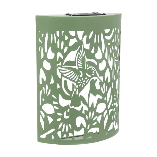 No.PA1053SG Small Curved Metal Solar Wall Panel - Hummingbird - Sage Green