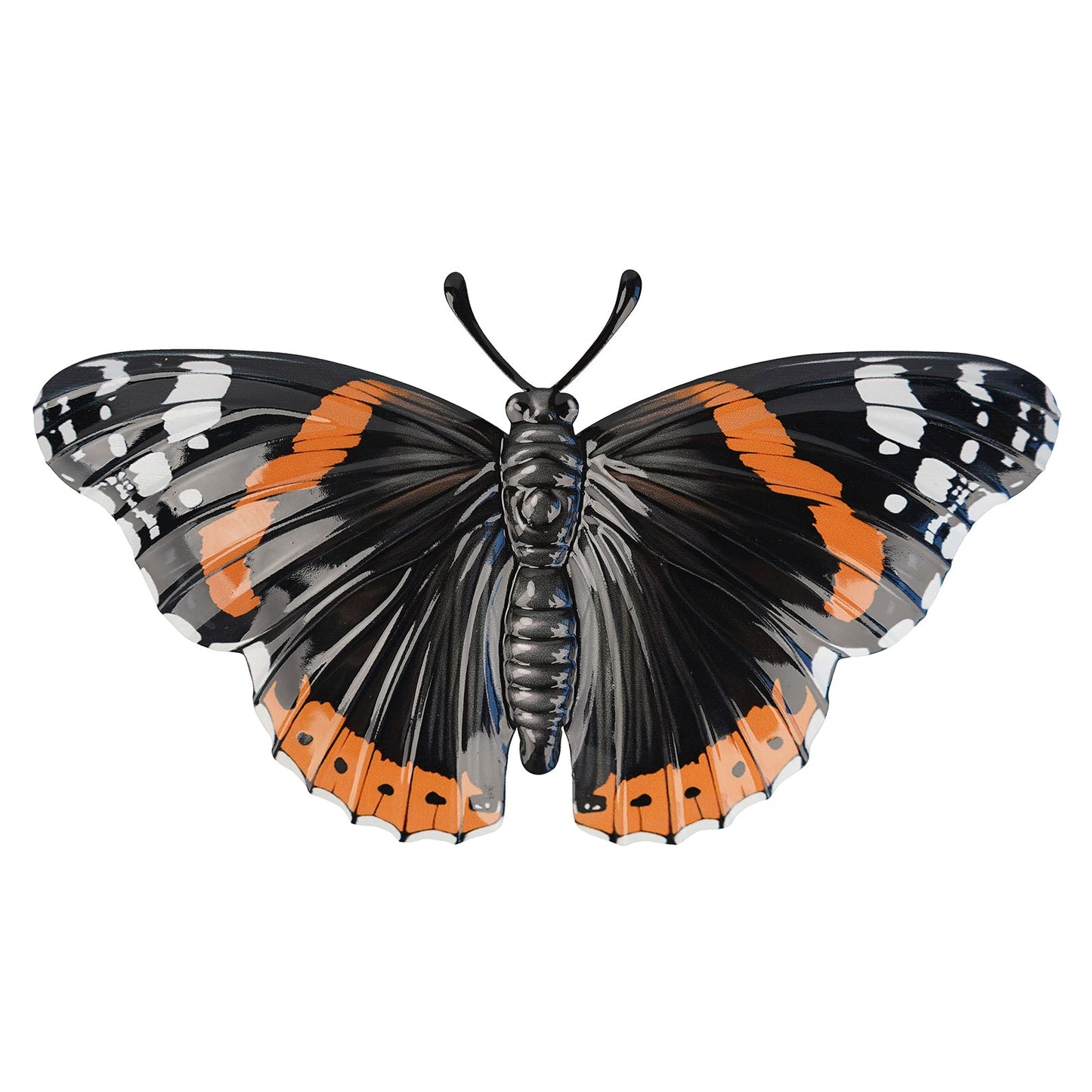 No.PA1710 Medium Metal Realistic Butterfly Wall Art - Black & Orange