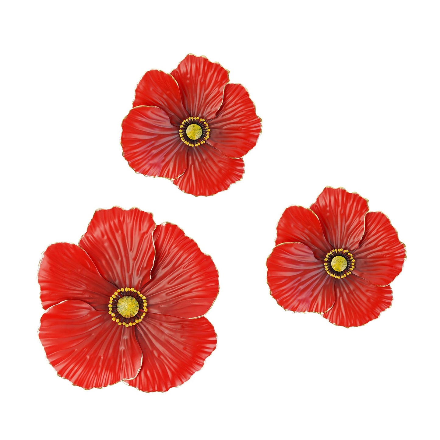 No.PA2553 Set of 3 Metal Wall Mounted Poppies