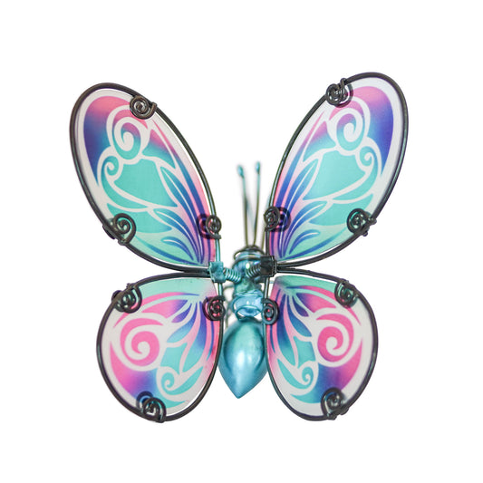 No.PA4014 Glass Wing Fancy Butterfly Pot Hanger - Blue