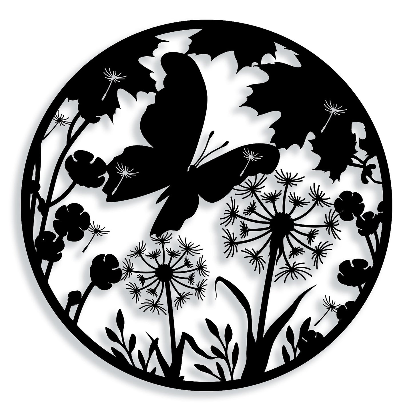 No.PA5072BK Floral Butterfly Silhouette Solar Backlit Wall Art