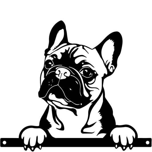 No.PF1012 Metal Frenchie Peeking Dog Silhouette