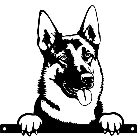No.PF1015 Metal German Shepherd Peeking Dog Silhouette