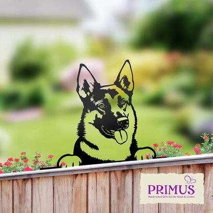No.PF1015 Metal German Shepherd Peeking Dog Silhouette
