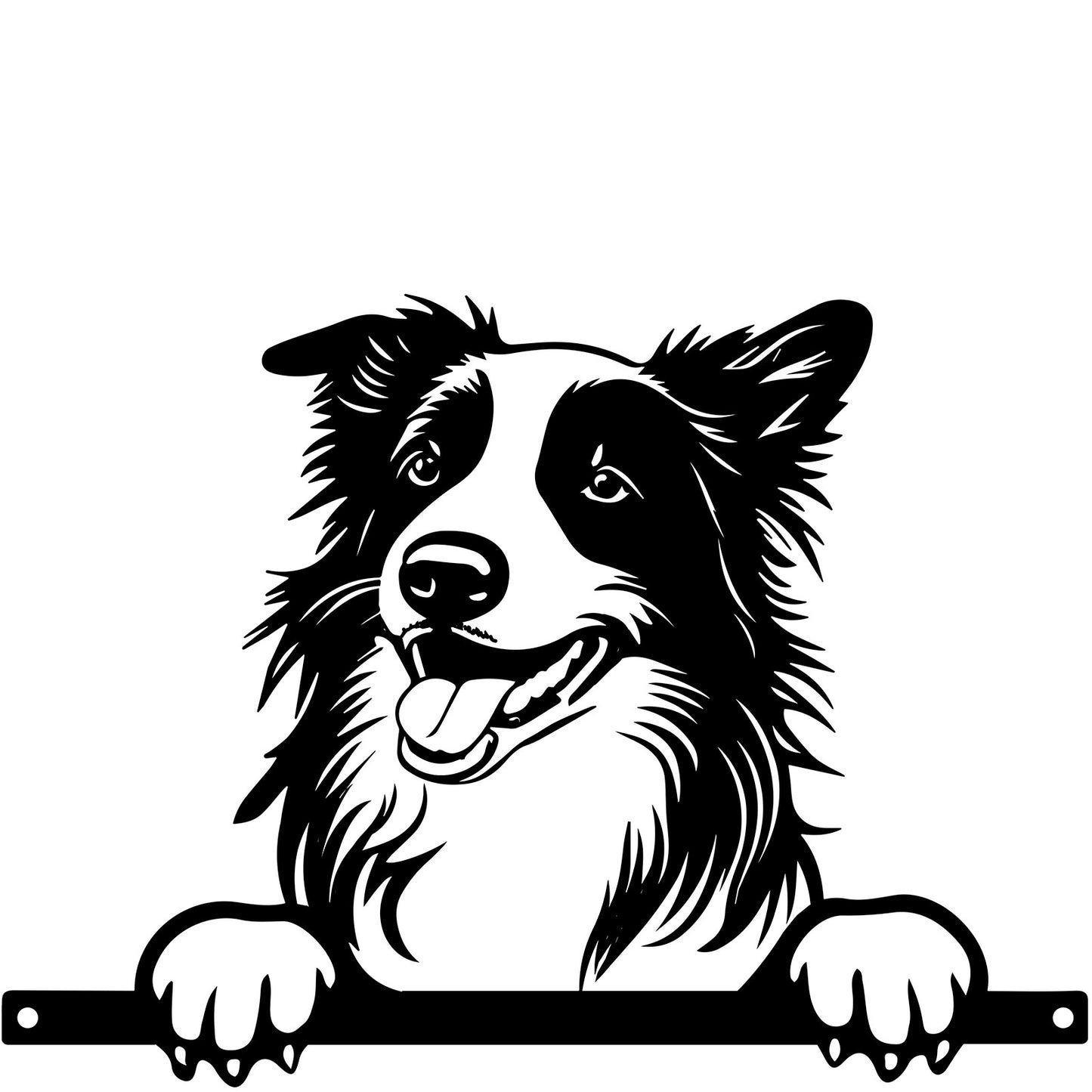 No.PF1017 Metal Collie Peeking Dog Silhouette