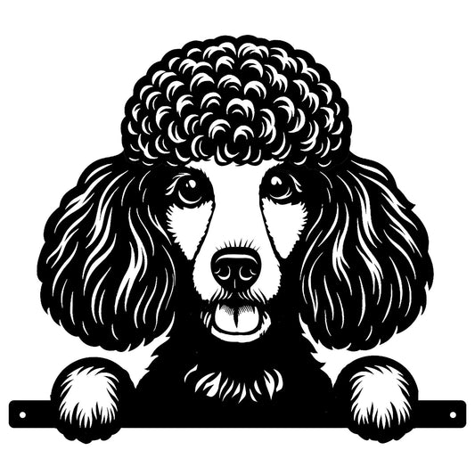 No.PF1027 Metal Peeking Dog Silhouette - Poodle