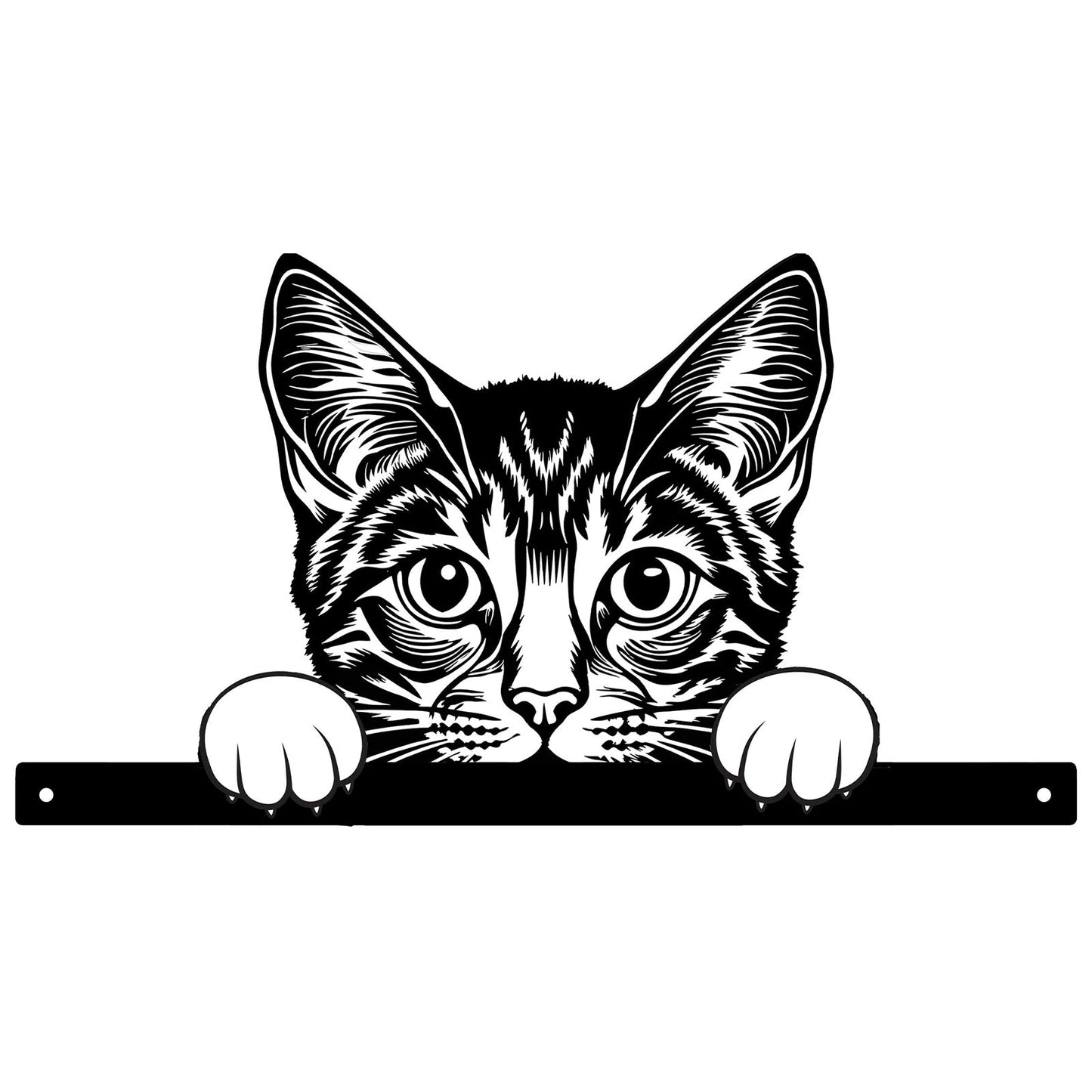 No.PF1038 Metal Peeking Cat Silhouette - Tabby