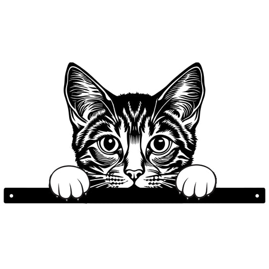No.PF1038 Metal Peeking Cat Silhouette - Tabby