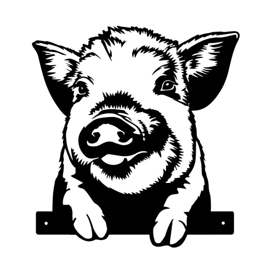 No.PF1046 Metal Peeking Farmyard Silhouette - Pig