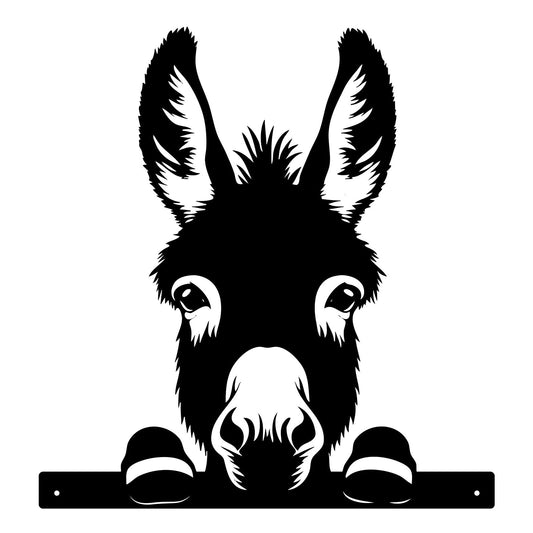 No.PF1054 Metal Peeking Farmyard Silhouette - Donkey