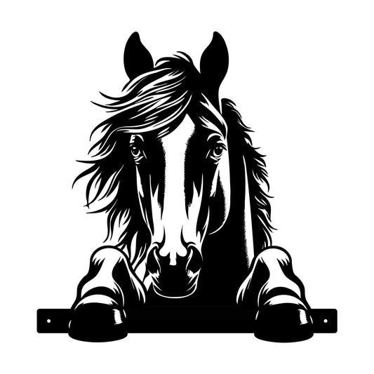 No.PF1056 Metal Peeking Farmyard Silhouette - Horse