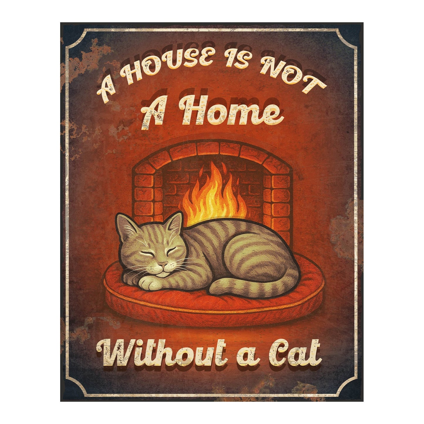 No.PH1030 Metal Wall Sign - A Home With a Cat