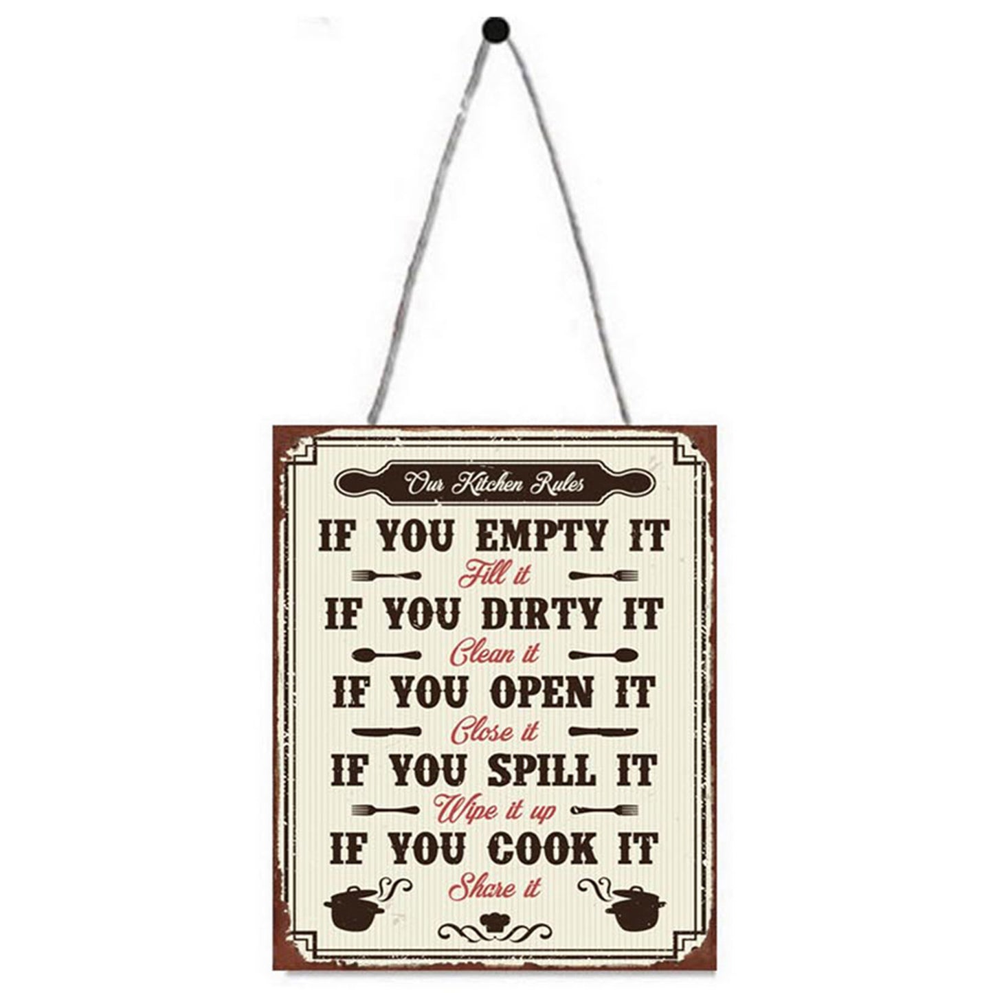 No.PH1704 Kitchen Rules Metal Wall Sign