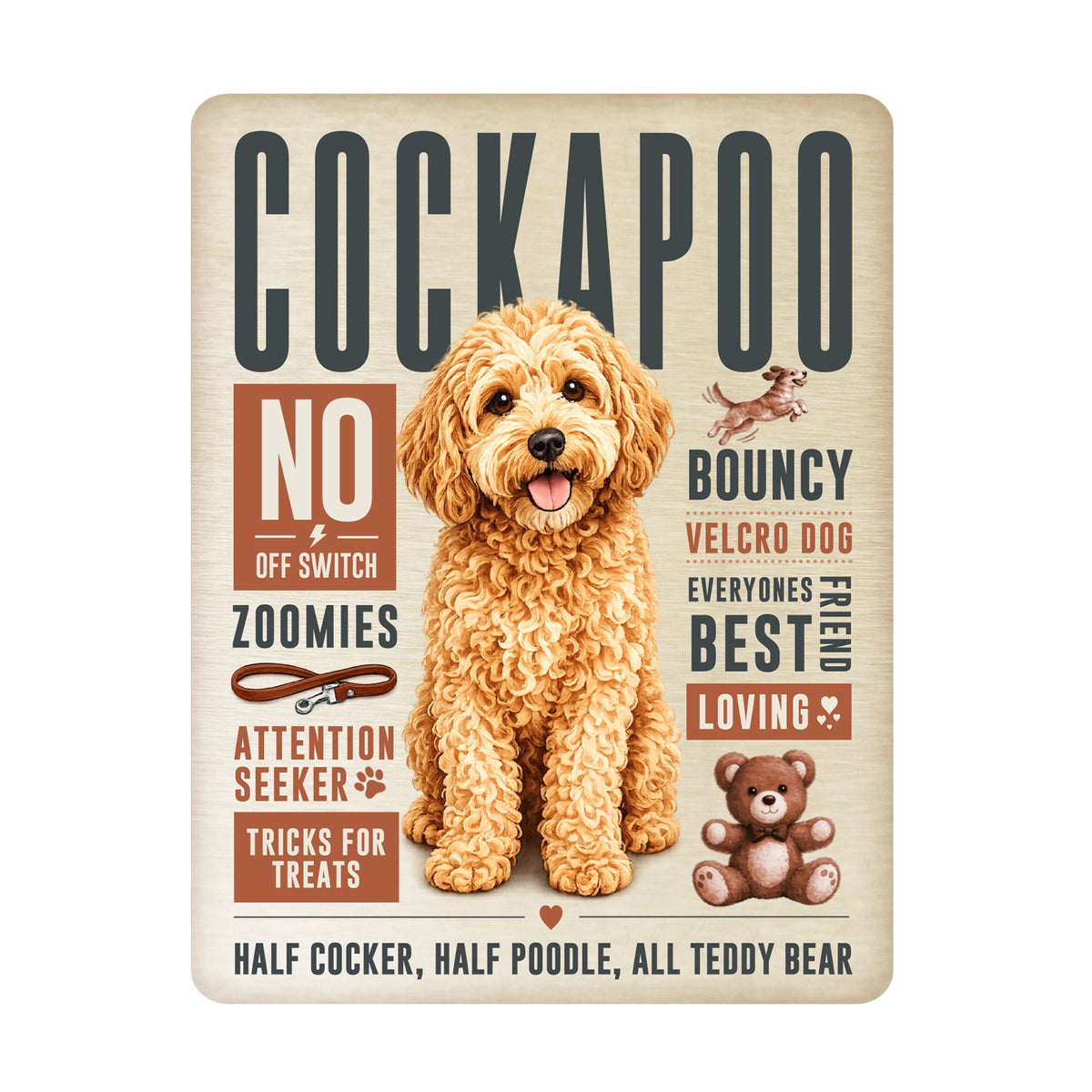 No.PH3002 Metal Pet Personality Plaque - Cockapoo