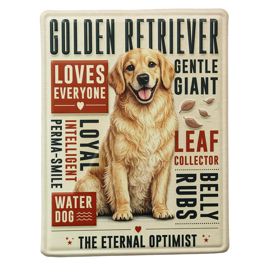 No.PH3007 Metal Pet Personality Plaque - Golden Retriever