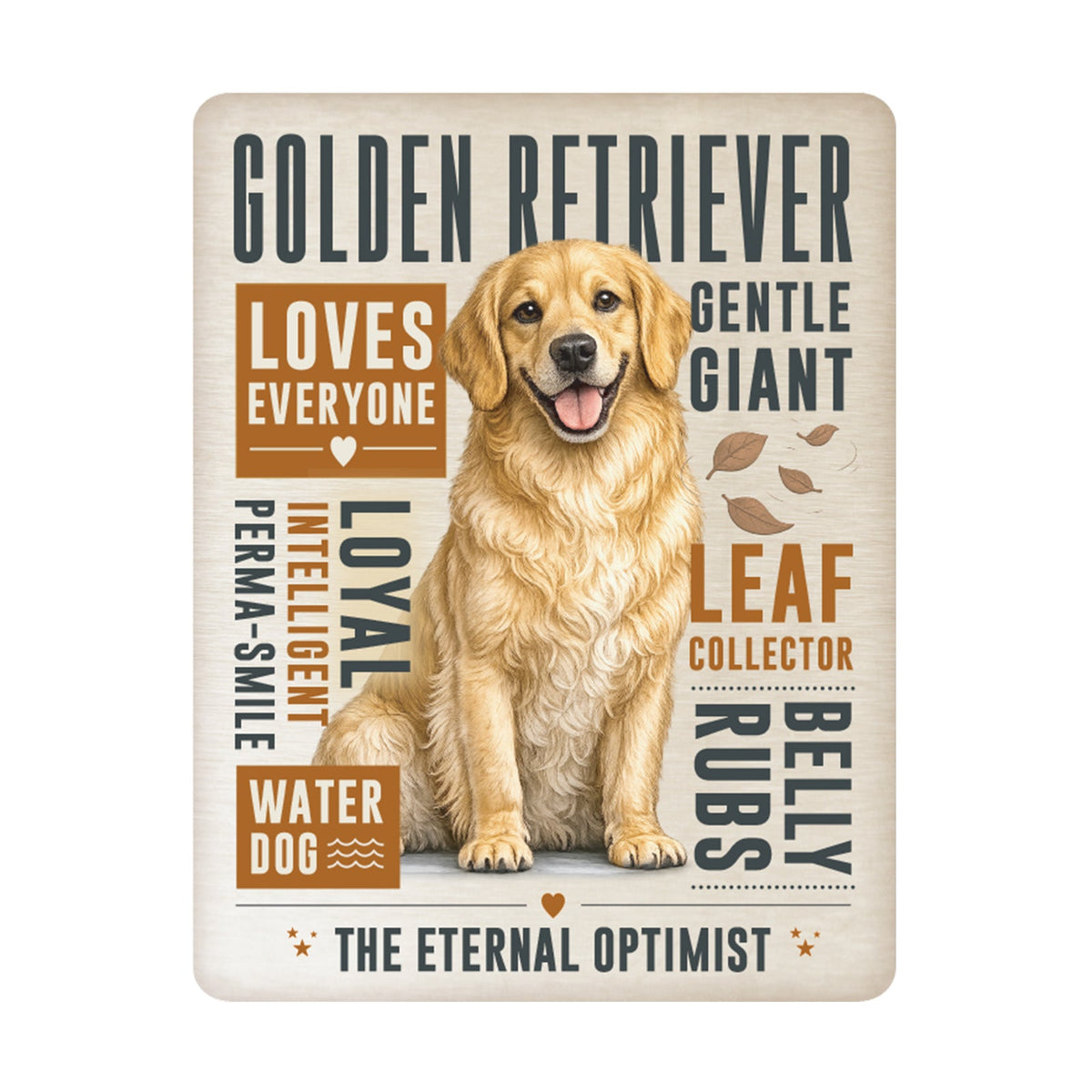 No.PH3007 Metal Pet Personality Plaque - Golden Retriever