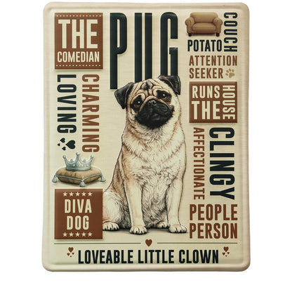 No.PH3012 Metal Pet Personality Plaque - Pug