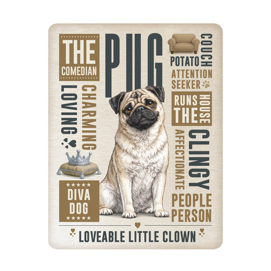 No.PH3012 Metal Pet Personality Plaque - Pug