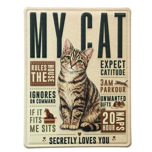 No.PH3025 Metal Pet Personality Plaque - Tabby Cat