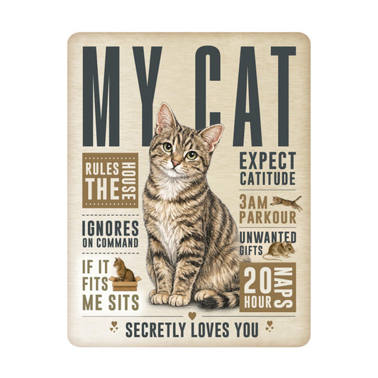 No.PH3025 Metal Pet Personality Plaque - Tabby Cat