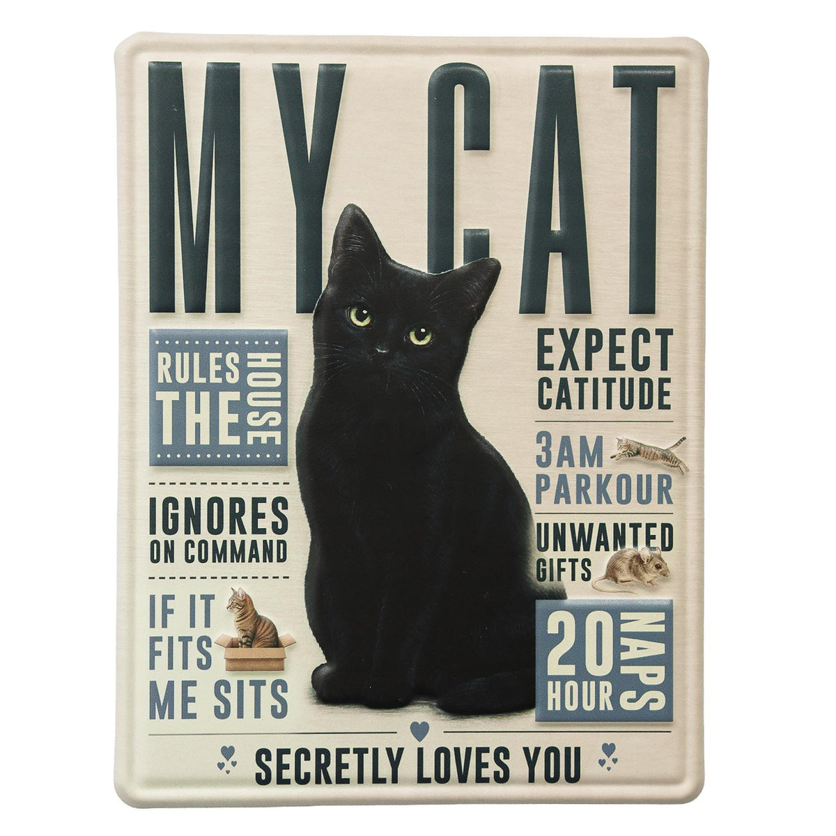 No.PH3026 Metal Pet Personality Plaque - Black Cat