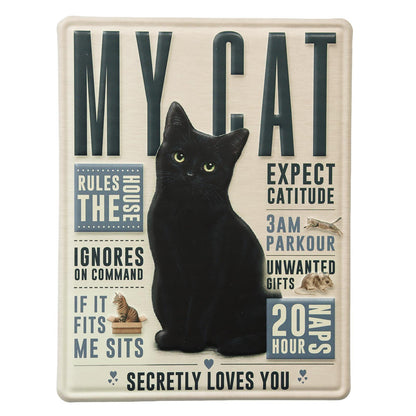 No.PH3026 Metal Pet Personality Plaque - Black Cat