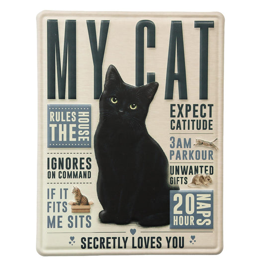 No.PH3026 Metal Pet Personality Plaque - Black Cat