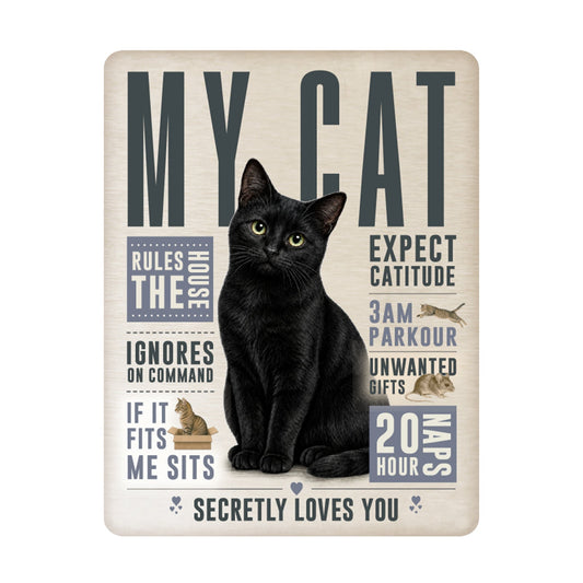 No.PH3026 Metal Pet Personality Plaque - Black Cat