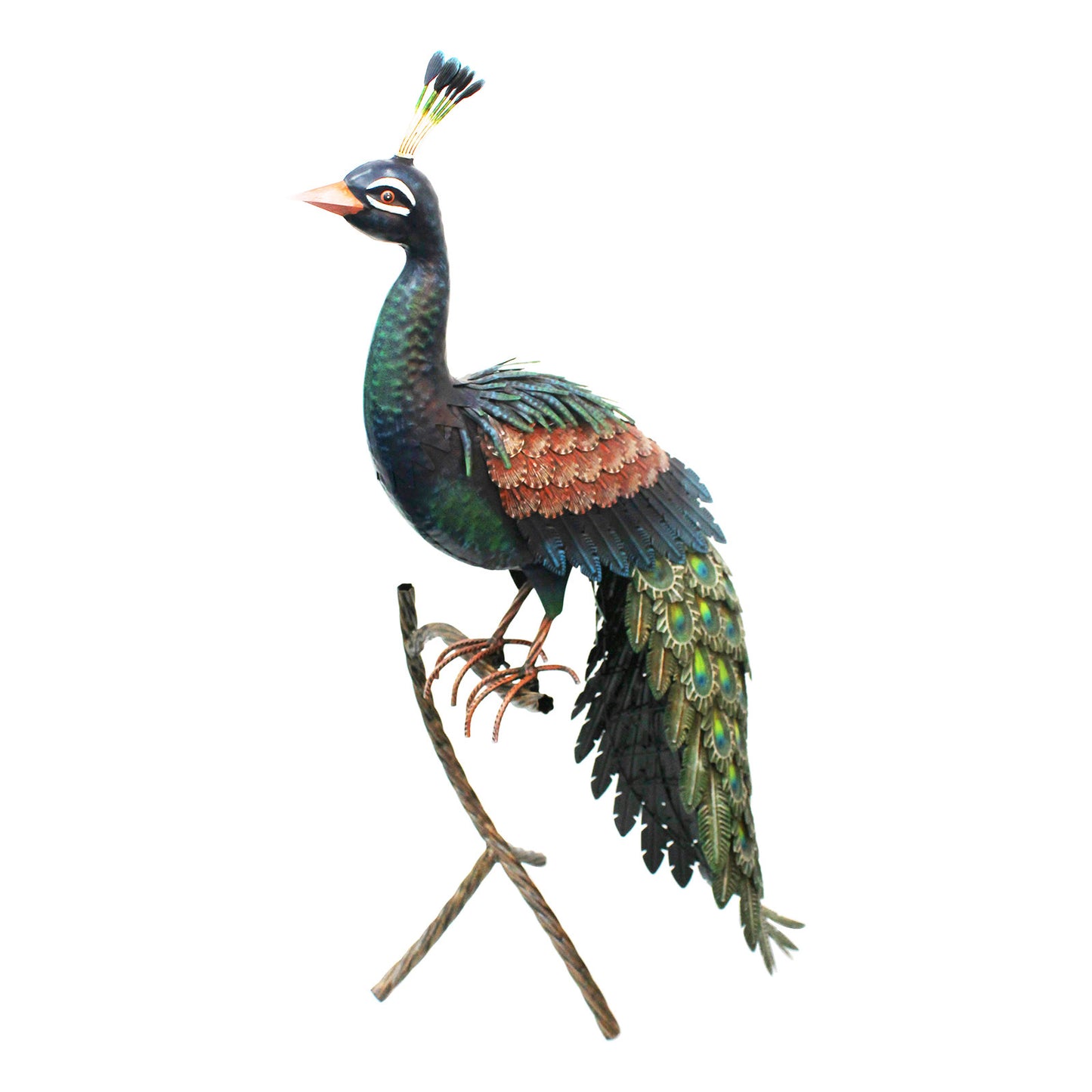 No.PQ1835 Large Metal Peacock on Standing Perch