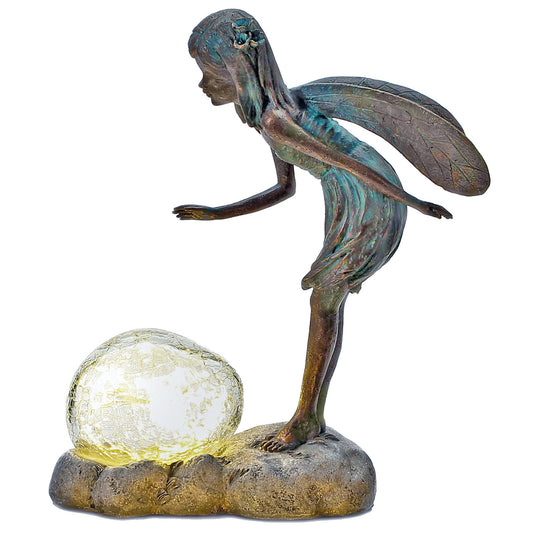No.PR1003 Resin Standing Fairy with Solar Bubble Light