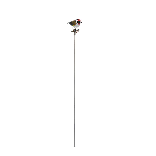 No.PS1477 Small Metal Goldfinch on Stake