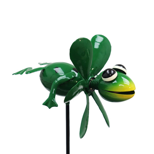 No.PS2043 Metal Spinning Frog Garden Stake