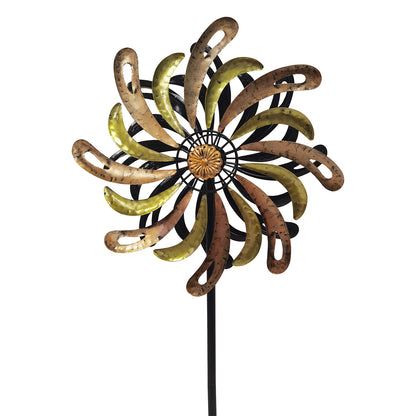 No.PS2045 Large Golden Flare Vortex Wind Spinner Stake